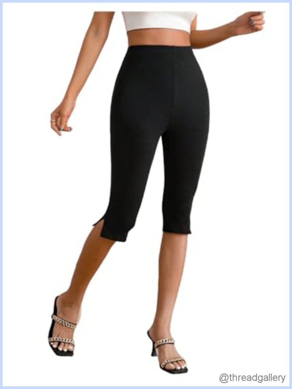 High Waisted Capri Yoga Leggings Polyester Blend Slim Fit Workout Pants